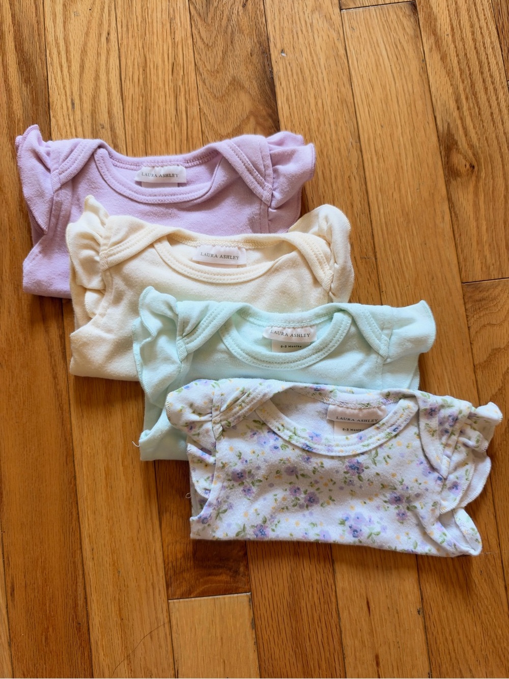 Laura Ashley Pastel Baby Bodysuit Set - Lavender, Cream, Mint, Floral